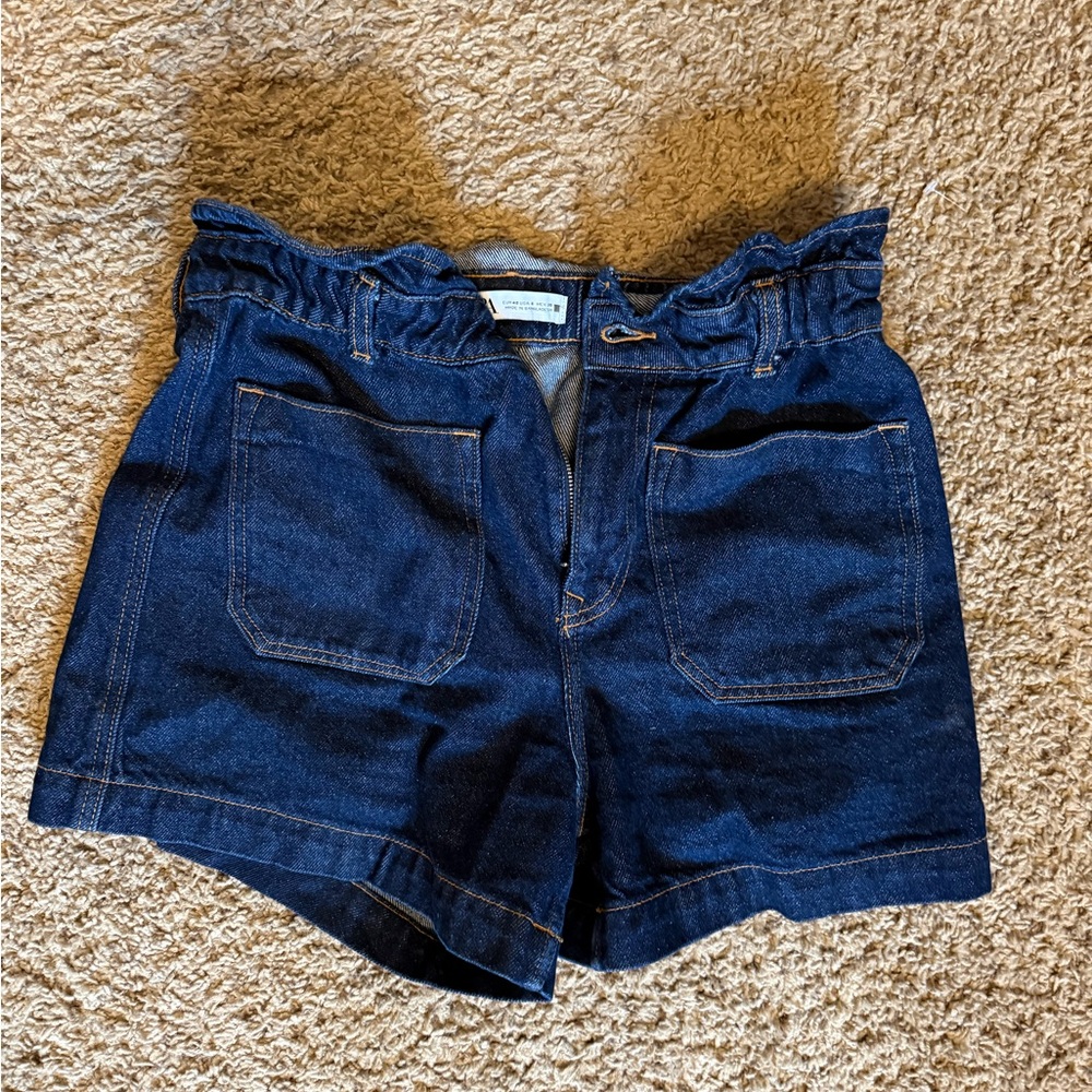 Zara Blue High Waist Denim Shorts